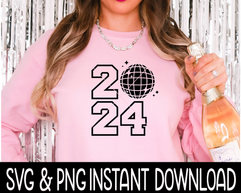 New Year 2024 SVG, Retro Disco Ball New Year PNG, New Years Eve Shirt SVG, Sweatshirt SVG Instant Download, Cricut Cut File, Silhouette Cut File, Download Print
