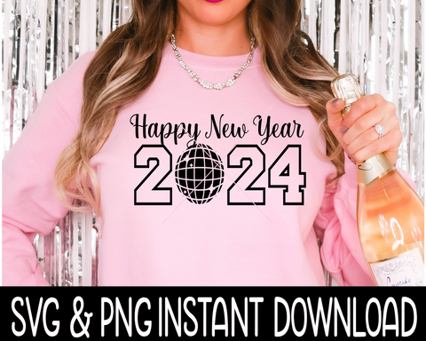 New Year SVG, Retro Disco Ball New Year PNG, New Years Eve Shirt SVG, Sweatshirt SVG Instant Download, Cricut Cut File, Silhouette Cut File, Download Print