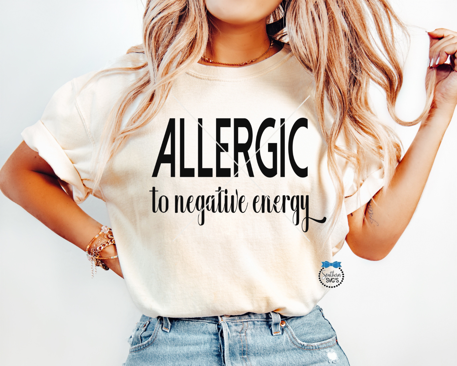 Allergic To Negative Energy SVG, PNG, Dtf Digital Design, Black PnG Included, SVG Instant Download, Cricut Cut File, Silhouette Cut File