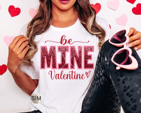 Valentine's Day Sequin PnG, Be Mine Valentine's Day Sublimation Digital Design, Valentine's Faux Glitter PNG Sublimation, Instant Download, UV DTF