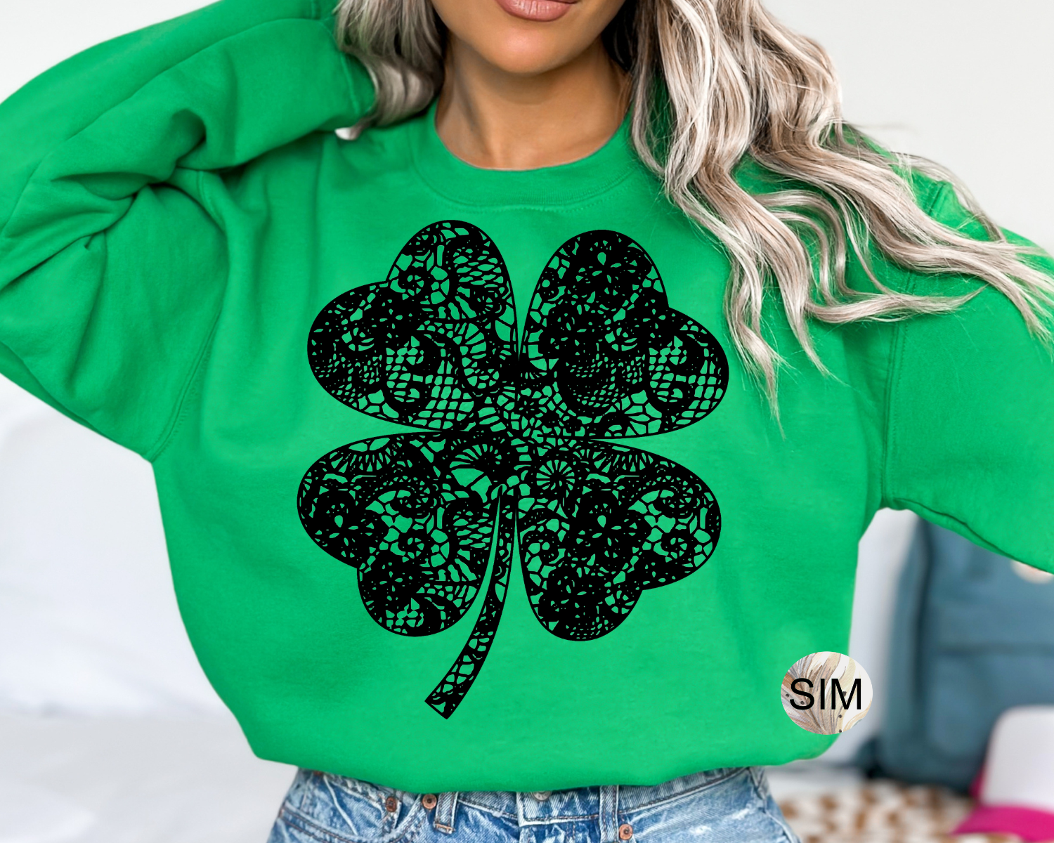 St Patrick's Day PNG File, Black Lace Shamrock PNG, Black Transparent Lace Shamrock Png, Lace Four Leaf Clover Digital PnG Download UV Dtf
