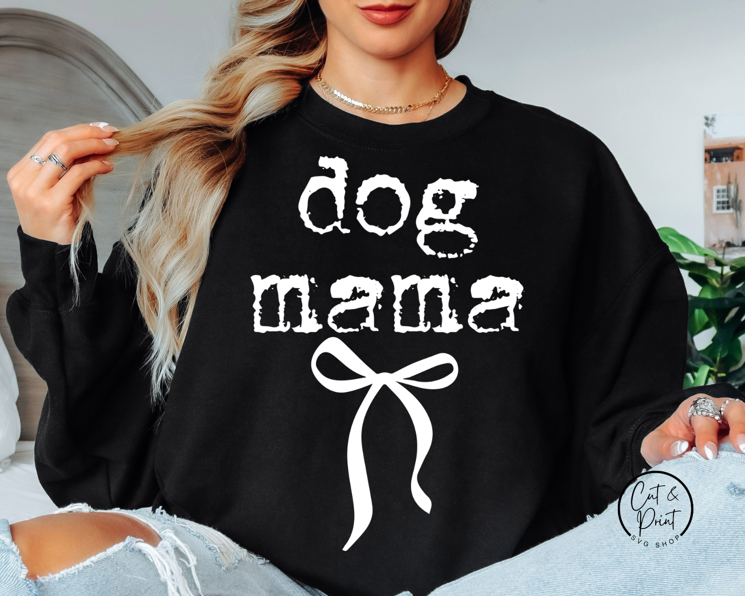 Dog Mama SVG, Dog Mama PNG, Mother's Day SvG, Distressed Dog Mama Coquette Bow SVG Instant Download, Cricut Cut File, Silhouette Cut File