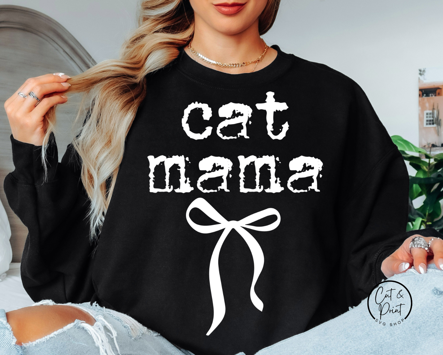 Cat Mama SVG, Cat Mama PNG, Mother's Day SvG, Distressed Cat Mama Coquette Bow SVG Instant Download, Cricut Cut File, Silhouette Cut File