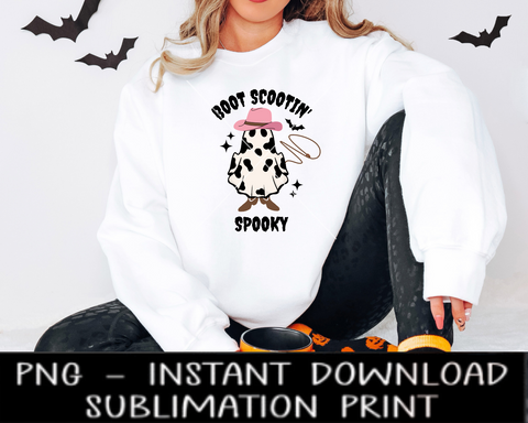 Boot Scootin Spooky PNG File, Halloween Sublimation Digital Design, PNG for Sublimation Iron On, Instant Download, Waterslide