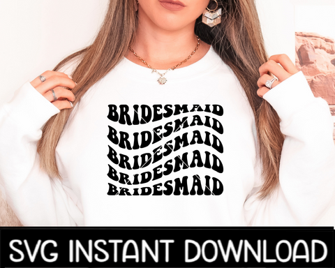 Bridesmaid SVG, Bridesmaid Wavy Letters Bundle SVG, SvG Instant Download, Cricut Cut Files, Silhouette Cut Files, Print
