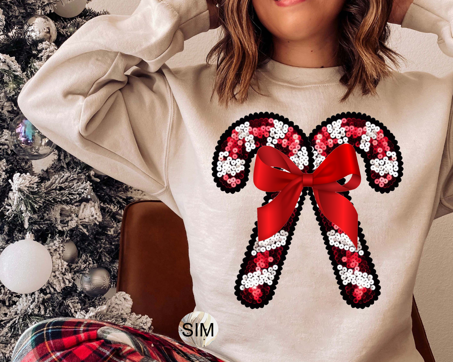 Sequin Candy Canes PNG File, Faux Sequined Sublimation Design, Christmas UV DtF Digital Design, Christmas Sublimation Instant Download