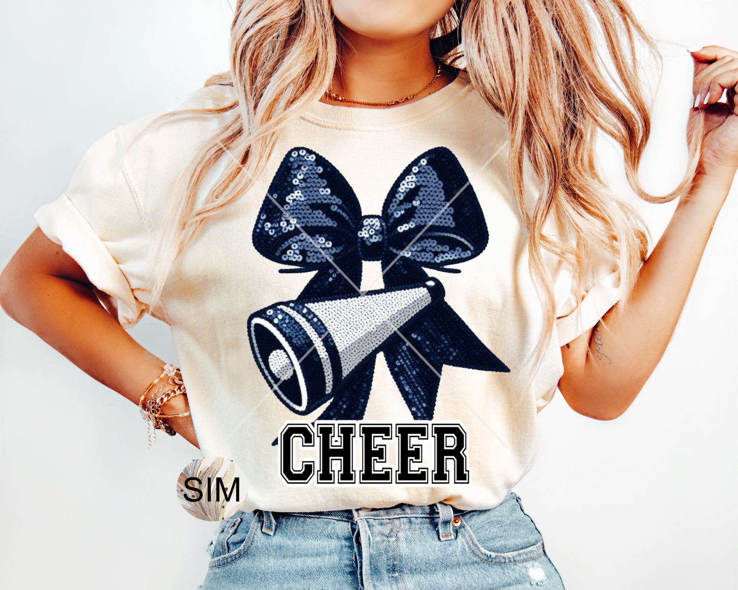 Cheer Bow PNG, Faux Sequin Cheer Bow, Navy Cheerleader Sequin Bow PNG, Cheerleader Bow PnG, Sublimation Digital PnG Instant Download UVDTF