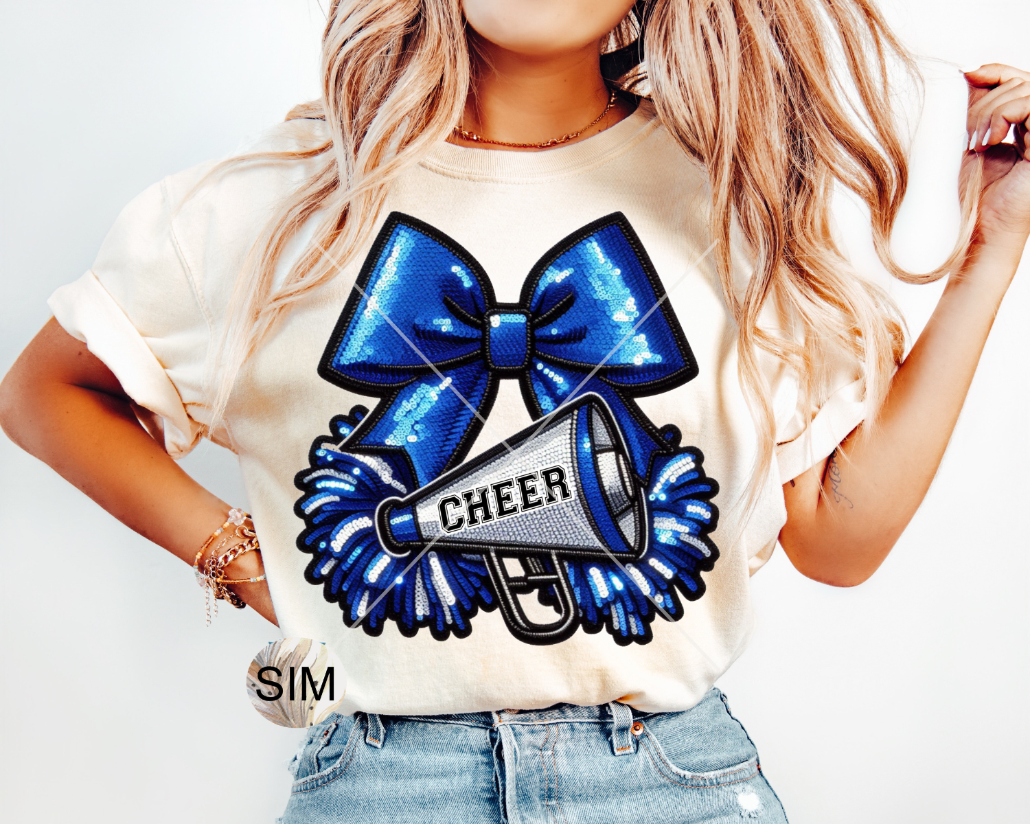 Cheer Bow PNG, Faux Sequin Cheer Bow, Blue Cheerleader Sequin Bow PNG, Cheerleader Bow PnG, Sublimation Digital PnG Instant Download UVDTF