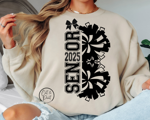Cheer Senior 2025 SVG, Cheer Senior PNG, Cheer Pom Poms SvG, Cheerleader Cutout Png, Instant Download, Cricut Cut Files, Silhouette Cut File