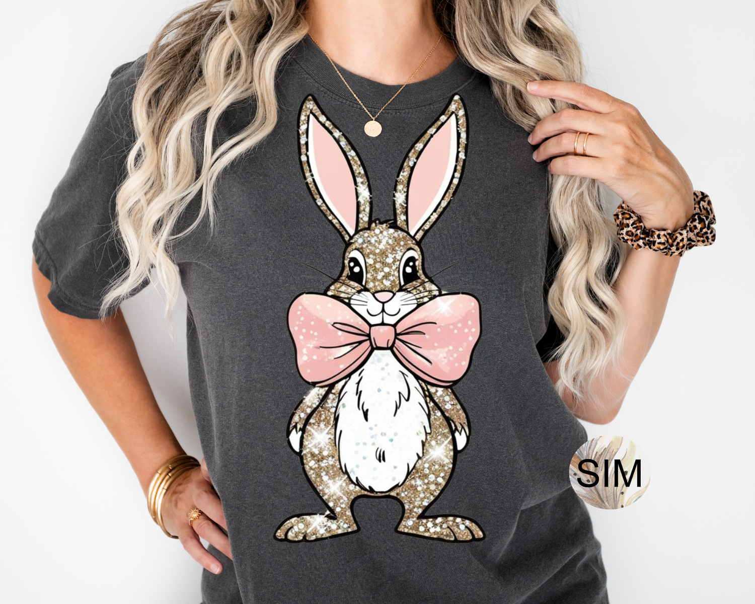 Easter Bunny Coquette Bow PNG File, Faux Glitter Bunny With Coquette Bow PNG, Easter PnG, Sublimation Digital PnG Download, UV DtF PnG
