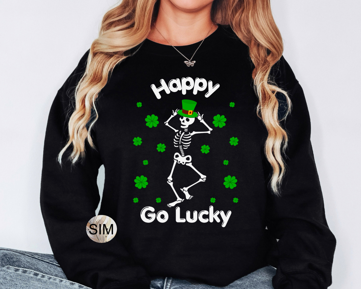 St Patrick's Day PNG File, Happy Go Lucky Shamrock PNG, Skeleton Shamrock Png, Sublimation Digital PnG Download, UV DtF PnG