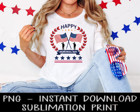 Happy Memorial Day PNG File, Memorial Day PNG, Memorial Day Sublimation Digital Design, USA PnG for Sublimation Instant Download
