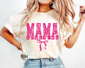 Mama Lace Bow Png, Pink Lace Coquette Bow PNG, Transparent Lace Coquette Bow PNG, Coquette Bow PnG, Sublimation Digital PnG Download UV DtF