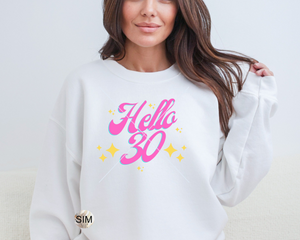 Hello 30 PNG File, Hello 30 Birthday PNG, Hello 30 Birthday Theme Png, Digital PnG Download, UV DtF PnG