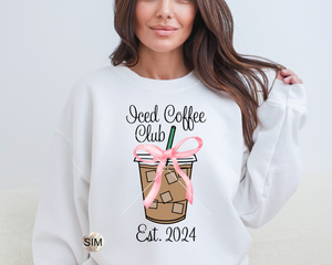 Iced Coffee Club Coquette Bow PNG File, Coquette Bow PNG, Coquette Bow And Iced Coffee Png, Sublimation Digital PnG Download, UV DtF PnG