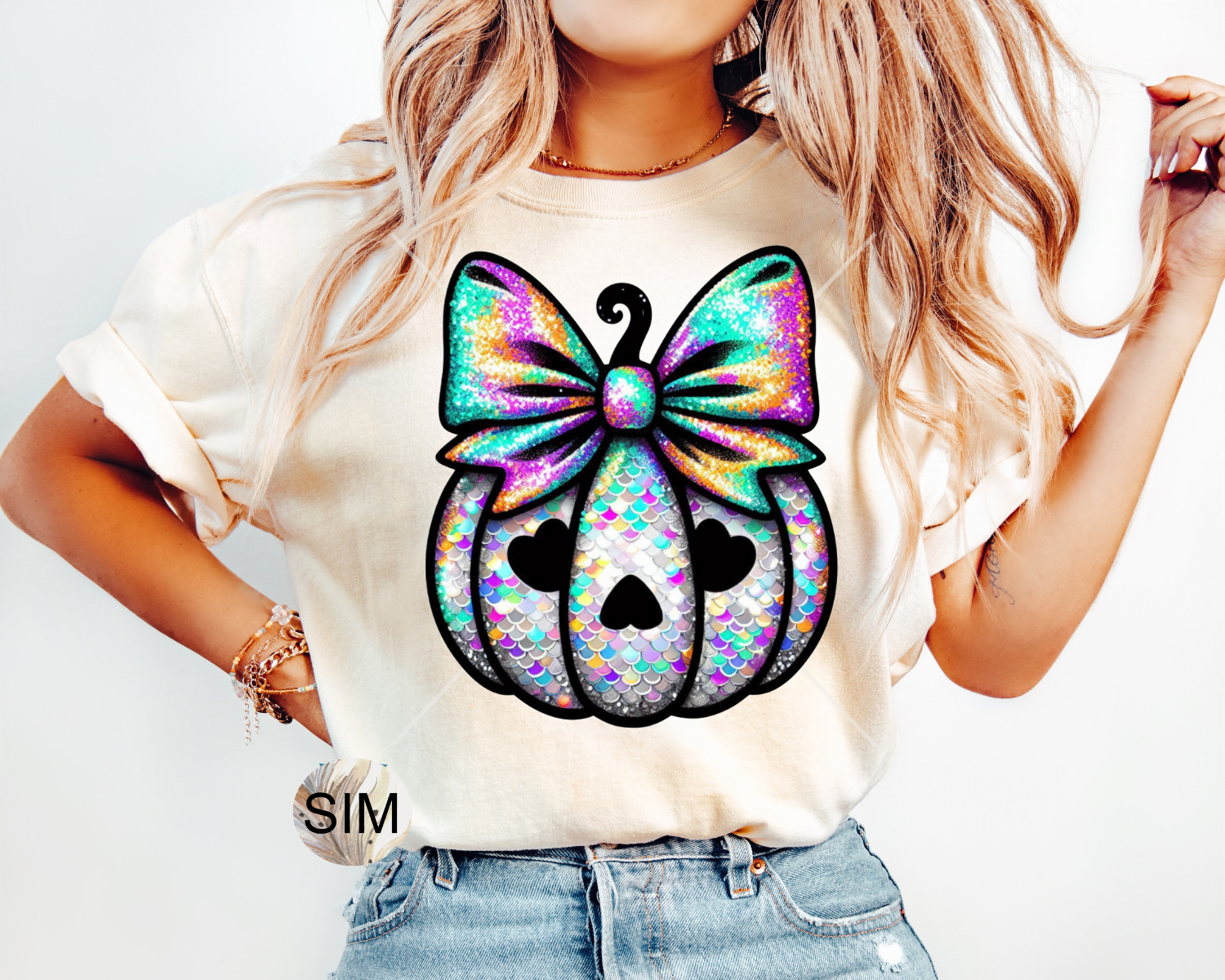 Iridescent Sequin Pumpkin PNG File, Halloween Faux Sequin Pumpkin With Bow PNG, Sequin Pumpkin Png, Sublimation PnG Download, UV DtF PnG