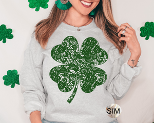 St Patrick's Day PNG File, Green Lace Shamrock PNG, Green Transparent Lace Shamrock Png, Lace Four Leaf Clover Digital PnG Download UV Dtf