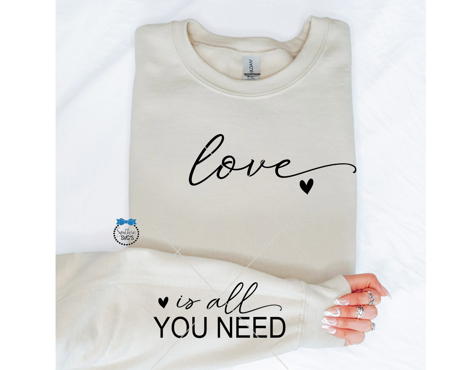 Love Is All You Need SVG And Sleeve SVG File, PNG, Sweatshirt And Sleeve SvG, SvG Instant Download, Cricut Cut File, Silhouette