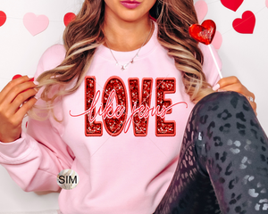 Valentine's Day Sequin PnG, Valentine's Day Sublimation Digital Design, Love Like Jesus Faux Glitter PNG Sublimation, PnG File, UV DTF