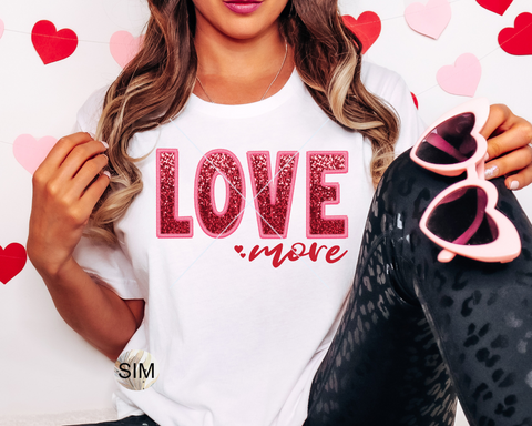Valentine's Day Sequin PnG, Love More Valentine's Day Sublimation Digital Design, Valentine's Faux Glitter PNG Sublimation, Instant Download, UV DTF