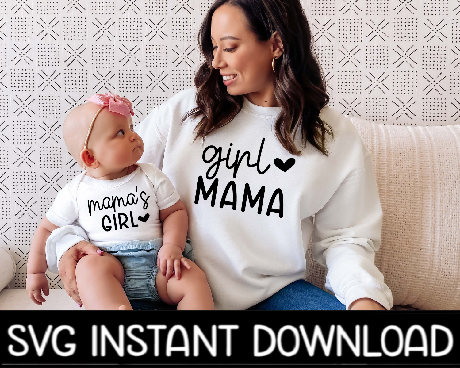 Mama's Girl, Girl Mama SVG, Mom And Child Matching Tee SvG, Instant Download, Cricut Cut Files, Silhouette Cut Files