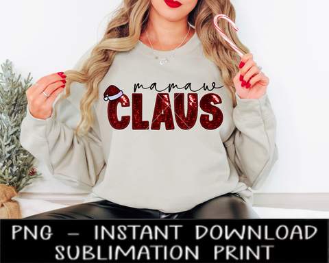 Mamaw Claus Sequin PNG, Faux Sequin Letter, Sequin Claus Sublimation Design, Christmas UV DtF Digital Design, Sublimation Instant Download