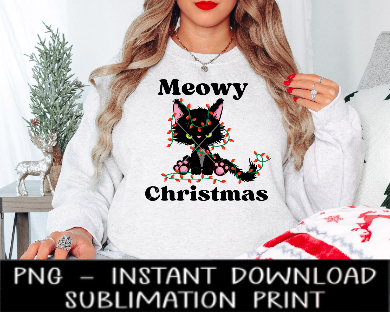 Meowy Christmas Cat PNG, Merry Christmas UV DtF File, Christmas Iced Coffee Glass PNG Digital Design, Sublimation PnG, Instant Download Water Slide PnG