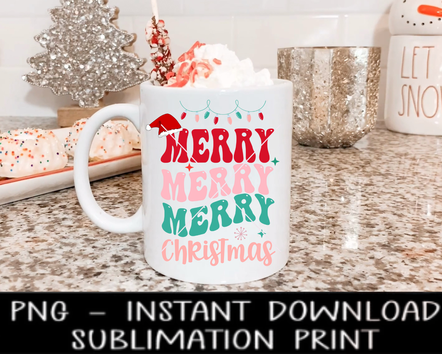Christmas PNG, Merry Christmas UV DtF File, Christmas PNG Digital Design, Sublimation PnG, Instant Download Water Slide, Waterslide Decal