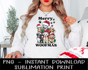 Merry Christmas Dog PNG, Merry Woofmas UV DtF File, Christmas Iced Coffee Glass PNG Digital Design, Sublimation PnG, Instant Download Water Slide PnG