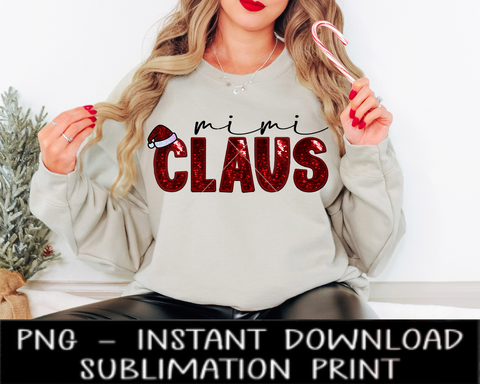 Mimi Claus Sequin PNG, Faux Sequin Letter, Sequin Claus Sublimation Design, Christmas UV DtF Digital Design, Sublimation Instant Download