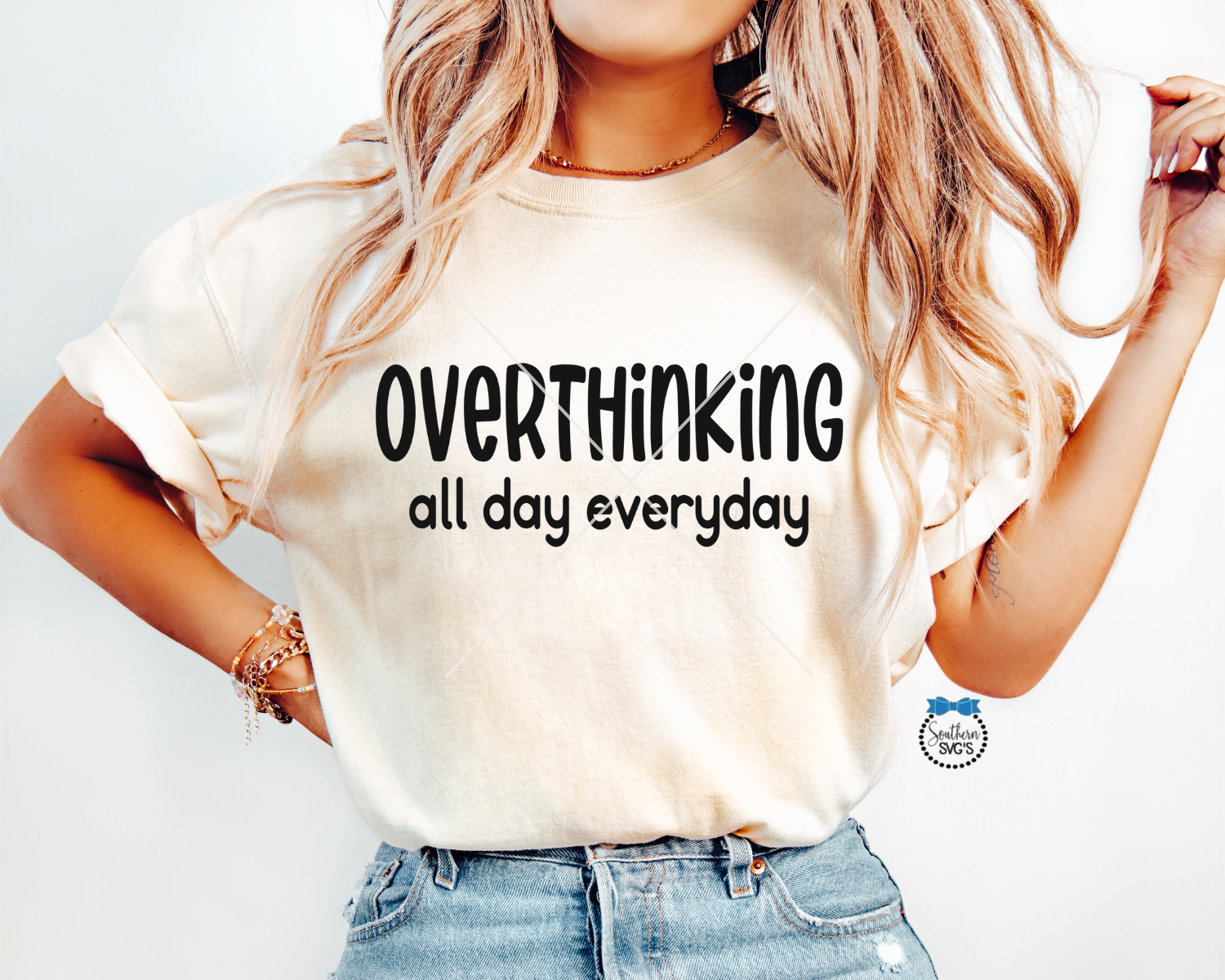 Overthinking All Day Everyday SVG, Overthinker PnG, Anxiety SVG, Instant Download, Cricut Cut Files, Silhouette Cut File, UvDtF File