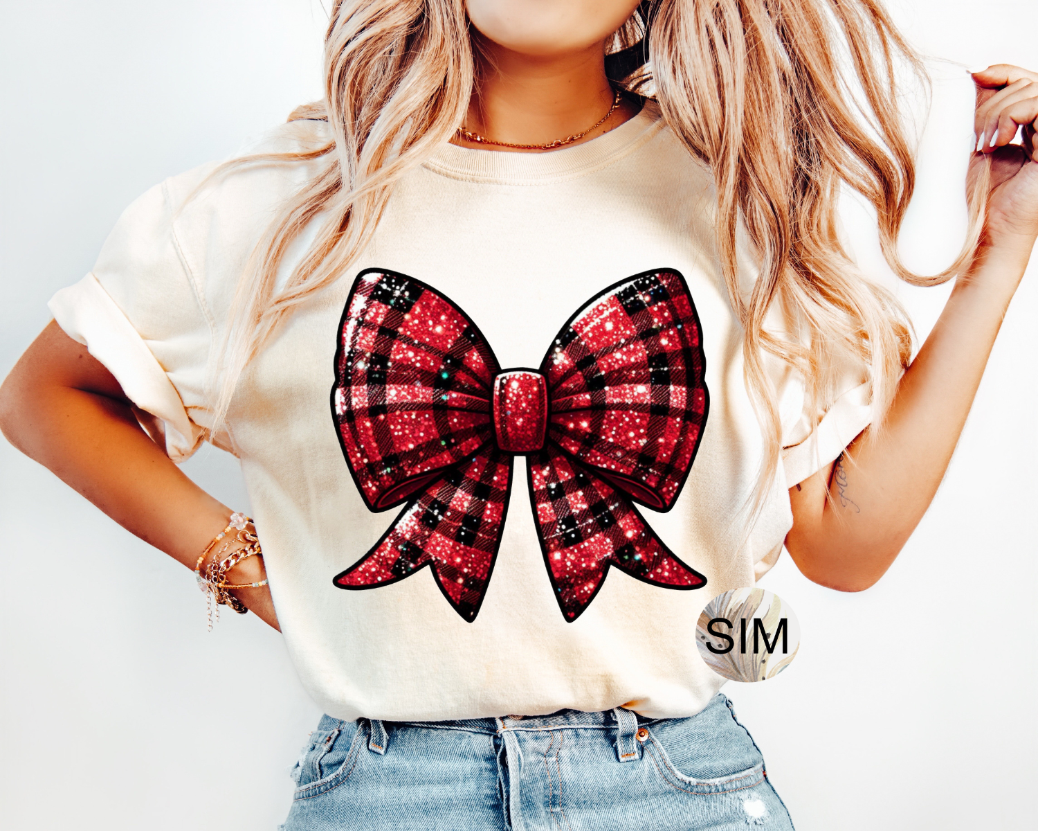 Plaid Coquette Bow PNG File, Christmas Plaid Faux Sequin Coquette Bow Sublimation Digital PnG, Coquette Bow PNG, PnG Instant Download UvDtF