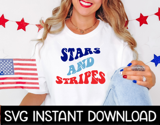 Stars And Stripes SVG, Stars And Stripes Tee SVG File, Tee Shirt SVG Instant Download, Cricut Cut File, Silhouette Cut File, Download, Print