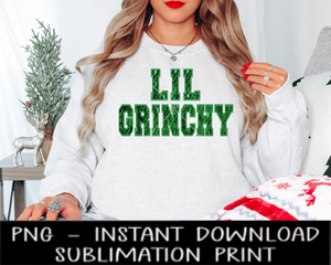 Lil Grinchy Sequin PNG, Faux Sequin Letter, Lil Grinchy Sublimation Design, Christmas UV DtF Digital Design, Sublimation Instant Download