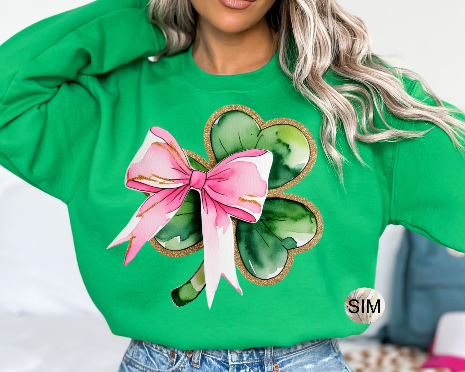 St Patrick's Day PNG File, Faux Glitter Shamrock PNG, Faux Glitter Shamrock Png, Coquette Bow, Four Leaf Clover Digital PnG Download, UV Dtf