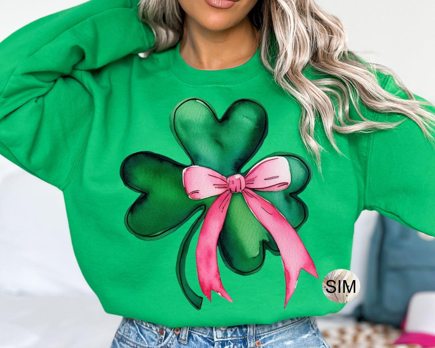 St Patrick's Day PNG File, Coquette Bow Shamrock PNG, Pink Bow Green Shamrock Png, Coquette Bow, Four Leaf Clover Digital PnG Download UVDtf