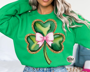 St Patrick's Day PNG File, Faux Glitter Shamrock PNG, Faux Glitter Shamrock Png, Coquette Bow, Four Leaf Clover Digital PnG Download, UV Dtf