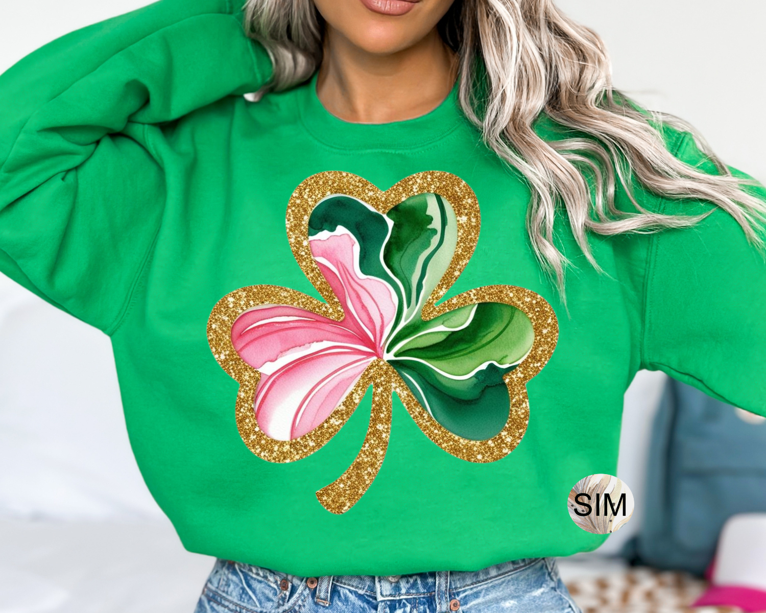 St Patrick's Day PNG File, Faux Glitter Shamrock PNG, Faux Glitter Shamrock Png, Coquette Bow, Four Leaf Clover Digital PnG Download, UV Dtf