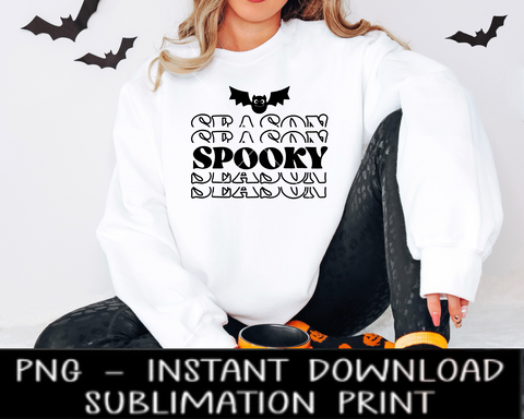 Spooky Season PNG File, Halloween Sublimation Digital Design, PNG for Sublimation Iron On, Instant Download, Waterslide