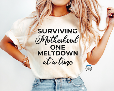 Surviving Motherhood One Meltdown At A Time SVG, SVG Files, Instant Download, Cricut Cut Files, Silhouette Cut Files, Download, Print