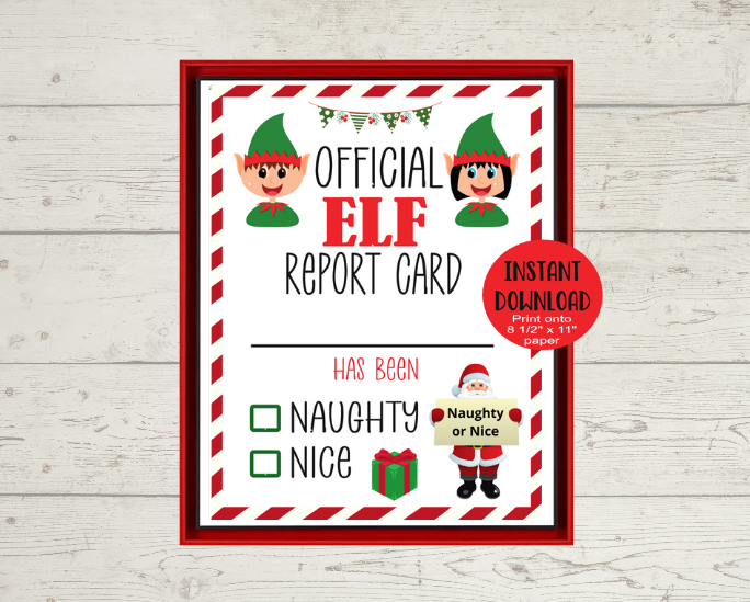 Elf Report Card Letter, Printable Naughty Or Nice Santa Letter, Instant Printable Letter From Santa, Instant PNG Digital Download