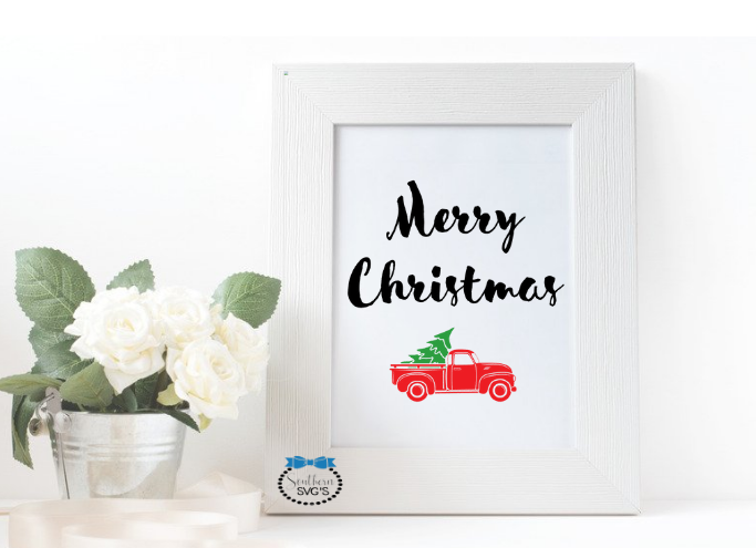 Merry Christmas Car Wall Art, Printable Holiday Wall Art, Instant Printable 8.5" x 11" Print From Home, Instant PNG Digital Download