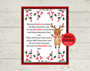 Reindeer Letter, Printable Reindeer Cam Letter, Instant Printable Letter From Santa, Instant PNG Digital Download