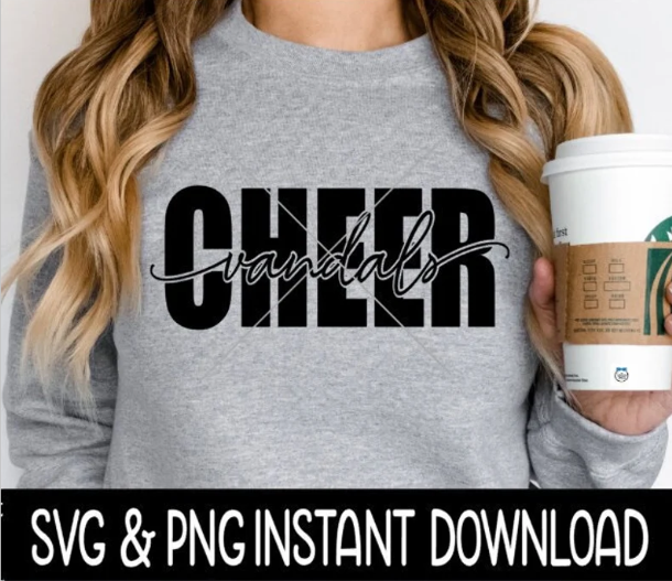 Cheerleader SVG, Cheerleader Vandals Cheer Mascot SvG, Cheer Leader SVG, Instant Download, Cricut Cut File, Silhouette Cut File, Print