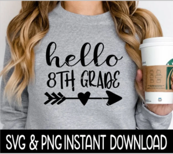 Hello 8th Grade School SVG, Hello 8th Grade School SVG, SVG Files Instant Download, Cricut Cut Files, Silhouette Cut Files, Download, Print