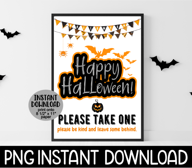 Trick Or Treat Sign PNG, Happy Halloween Sign PNG, Printable Halloween Trick Or Treat Sign, Halloween Decor, Instant PNG Digital Download