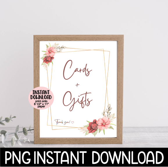 Wedding Sign PNG, Cards + Gifts Sign PNG, Wedding Gifts Table Printable Sign, Wedding Party Decor, Instant PNG Digital Download