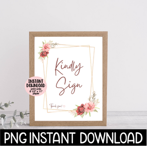 Wedding Sign PNG, Kindly Sign PNG, Wedding Sign In Book Printable Sign, Wedding Party Decor, Instant PNG Digital Download