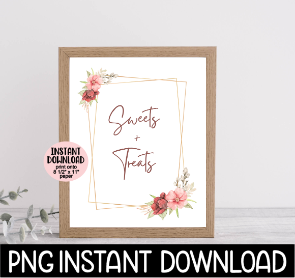 Wedding Sign PNG, Sweets And Treats PNG, Wedding Treats + Sweets Printable Sign, Wedding Party Decor, Instant PNG Digital Download