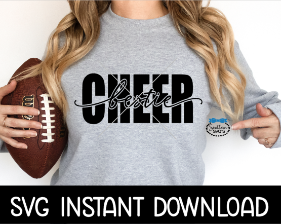 Cheer Bestie SVG, Cheerleader Bestie SVG, Cheer Tee Shirt SvG,  Instant Download, Cricut Cut Files, Silhouette Cut Files, Print